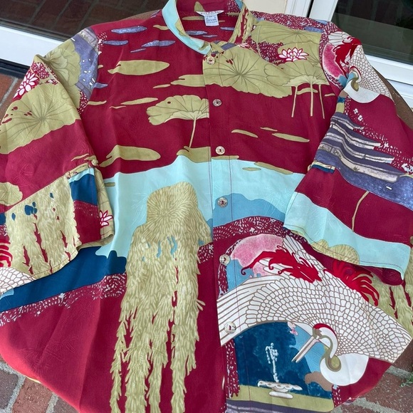 Citron Santa Marcia vintage Phoenix in red Silk Blend Kimono sz 2X - Picture 7 of 9